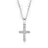Dainty White Sapphire Cross Necklace - Sterling Silver Pendant