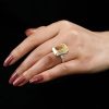 Emerald & Created Topaz Three Stone Engagement Ring in Sterling Silver