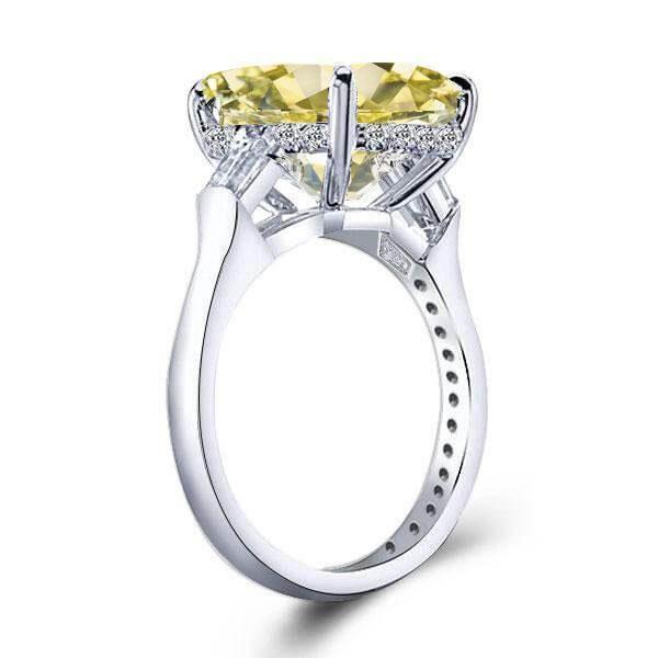 Emerald & Created Topaz Three Stone Engagement Ring in Sterling Silver