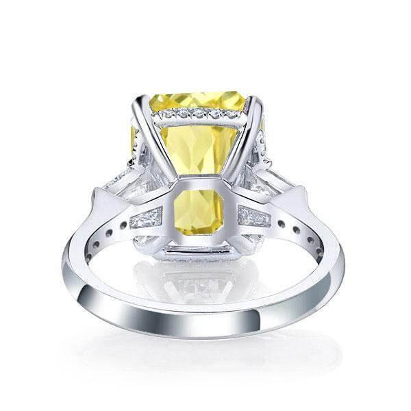 Emerald & Created Topaz Three Stone Engagement Ring in Sterling Silver