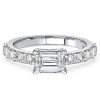 Emerald Cut East-West Sterling Silver Wedding Ring for Women