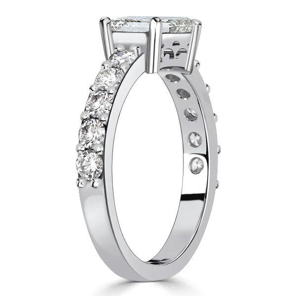 Emerald Cut East-West Sterling Silver Wedding Ring for Women