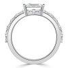 Emerald Cut East-West Sterling Silver Wedding Ring for Women