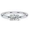 Cushion Cut White Sapphire Engagement Ring - Sterling Silver East West Setting