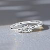 Cushion Cut White Sapphire Engagement Ring - Sterling Silver East West Setting