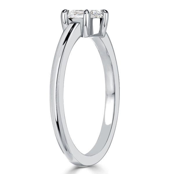 Cushion Cut White Sapphire Engagement Ring - Sterling Silver East West Setting