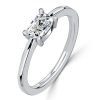 Cushion Cut White Sapphire Engagement Ring - Sterling Silver East West Setting