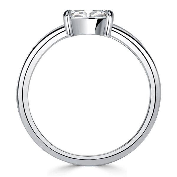 Cushion Cut White Sapphire Engagement Ring - Sterling Silver East West Setting