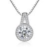 Split Shank Sterling Silver Pendant Necklace with Simulated Diamond (1.25 CT)