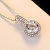 Split Shank Sterling Silver Pendant Necklace with Simulated Diamond (1.25 CT)