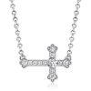 Sideways Cross Necklace for Women - White Sapphire & Sterling Silver