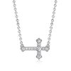 Sideways Cross Necklace for Women - White Sapphire & Sterling Silver