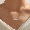 Sideways Cross Necklace for Women - White Sapphire & Sterling Silver