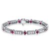 Princess Cut Ruby Tennis Bracelet for Women - 925 Sterling Silver