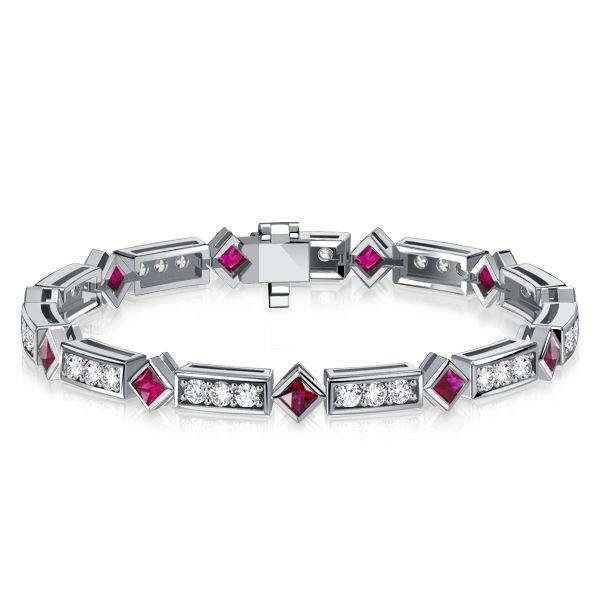 Princess Cut Ruby Tennis Bracelet for Women - 925 Sterling Silver