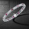 Princess Cut Ruby Tennis Bracelet for Women - 925 Sterling Silver
