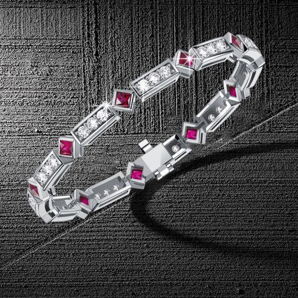 Princess Cut Ruby Tennis Bracelet for Women - 925 Sterling Silver