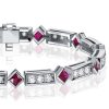 Princess Cut Ruby Tennis Bracelet for Women - 925 Sterling Silver