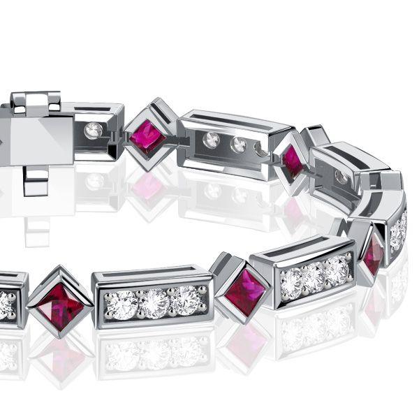 Princess Cut Ruby Tennis Bracelet for Women - 925 Sterling Silver