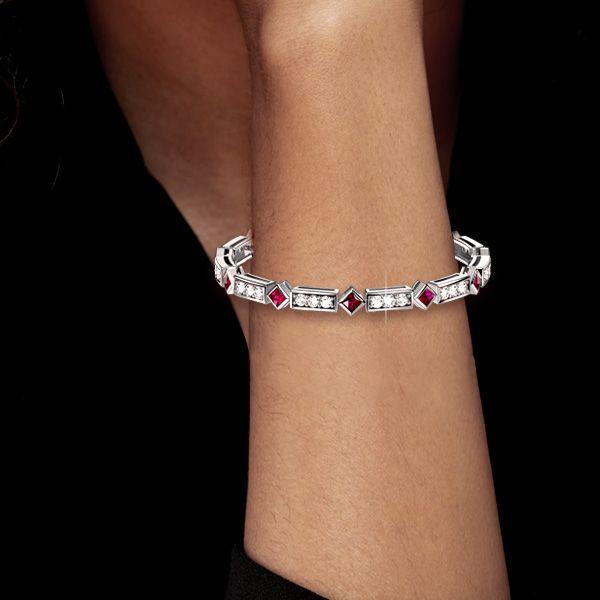 Princess Cut Ruby Tennis Bracelet for Women - 925 Sterling Silver