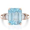 Aquamarine Engagement Ring - Emerald Cut Sterling Silver