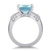 Aquamarine Engagement Ring - Emerald Cut Sterling Silver