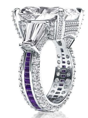 Radiant Cut Amethyst Ring in Sterling Silver | Women's Wedding & Anniversary Jewelry