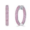925 Sterling Silver Pink Sapphire Pave Hoop Earrings for Women, 3.65 CT. TW.
