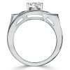 Art Deco Blue Sapphire Engagement Ring - 925 Sterling Silver