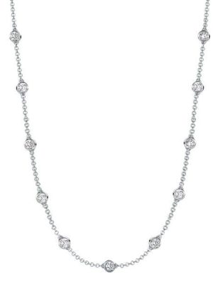 White Sapphire Bezel Set Tennis Necklace in 925 Sterling Silver