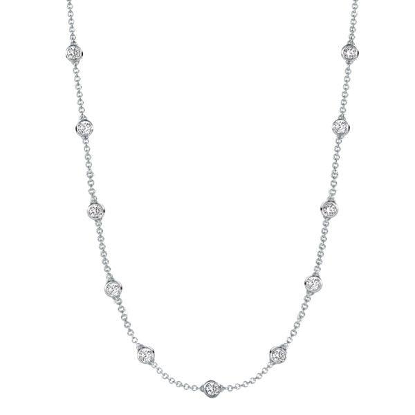 White Sapphire Bezel Set Tennis Necklace in 925 Sterling Silver
