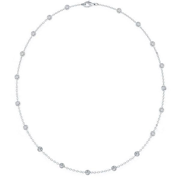 White Sapphire Bezel Set Tennis Necklace in 925 Sterling Silver
