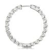 Emerald Cut Hoop Earrings for Women, 21 CT. TW., Sterling Silver Rhodium Plated