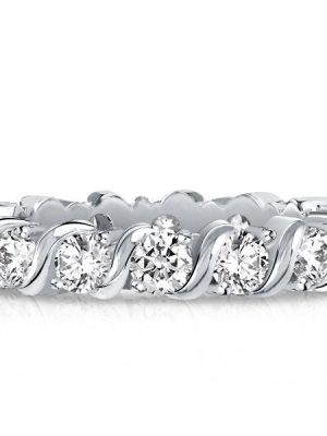 Swirl Eternity Ring - Round Cut Wedding Band - Sterling Silver - 1.40 CT. TW.