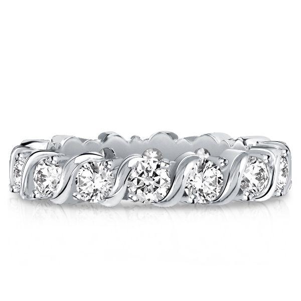 Swirl Eternity Ring - Round Cut Wedding Band - Sterling Silver - 1.40 CT. TW.
