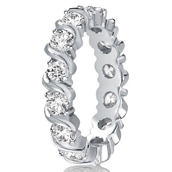 Swirl Eternity Ring - Round Cut Wedding Band - Sterling Silver - 1.40 CT. TW.