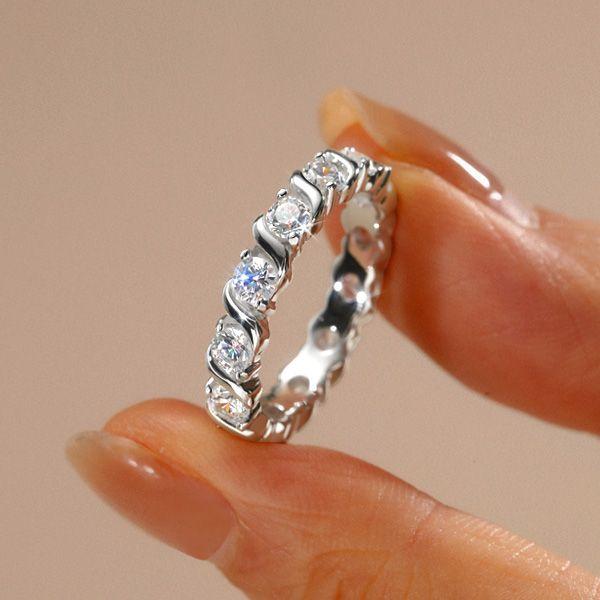 Swirl Eternity Ring - Round Cut Wedding Band - Sterling Silver - 1.40 CT. TW.