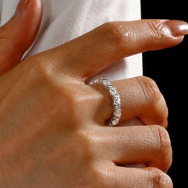 Swirl Eternity Ring - Round Cut Wedding Band - Sterling Silver - 1.40 CT. TW.