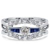 Vintage Blue Sapphire Bezel Setting Sterling Silver Engagement Ring