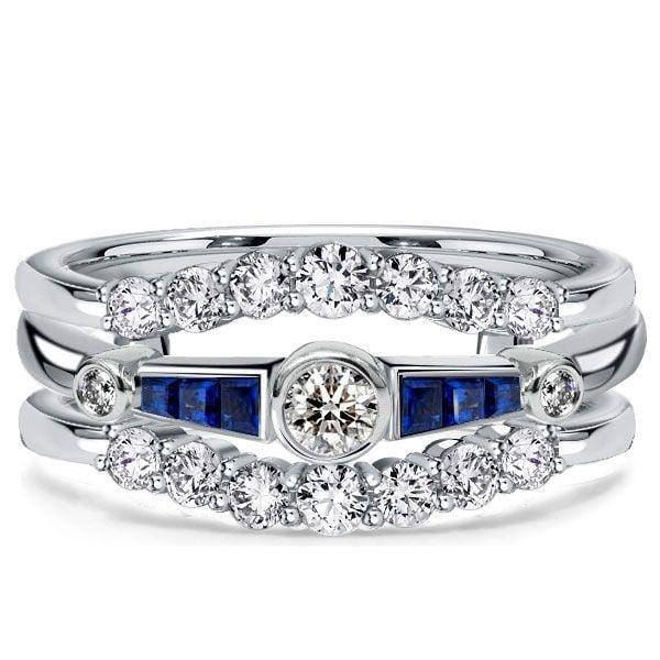 Vintage Blue Sapphire Bezel Setting Sterling Silver Engagement Ring