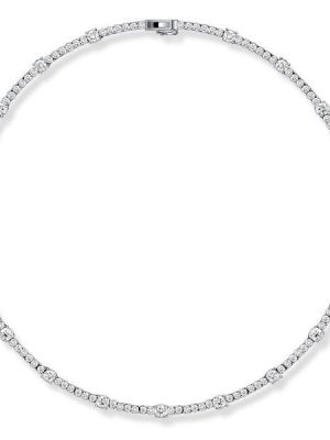 Round Cut Cubic Zirconia Tennis Necklace for Women - 925 Sterling Silver (14.04 CT. TW.)