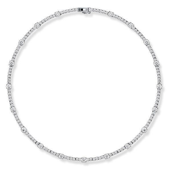 Round Cut Cubic Zirconia Tennis Necklace for Women - 925 Sterling Silver (14.04 CT. TW.)