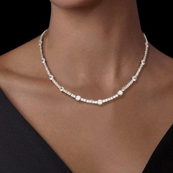 Round Cut Cubic Zirconia Tennis Necklace for Women - 925 Sterling Silver (14.04 CT. TW.)