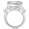 Emerald & Trillion Cut Three Stone Ring - 925 Sterling Silver