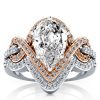 Two-Tone Ribbon Knot White Sapphire Bridal Set - Sterling Silver Wedding Rings