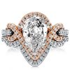 Two-Tone Ribbon Knot White Sapphire Bridal Set - Sterling Silver Wedding Rings