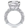 Emerald Cut Engagement Ring: Baguette Side Stones, Sterling Silver