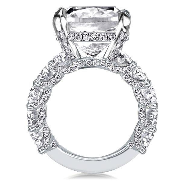 Emerald Cut Engagement Ring: Baguette Side Stones, Sterling Silver