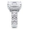 Emerald Cut Engagement Ring: Baguette Side Stones, Sterling Silver