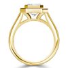Emerald Cut Halo Solitaire Engagement Ring - 18K Gold Plated Sterling Silver